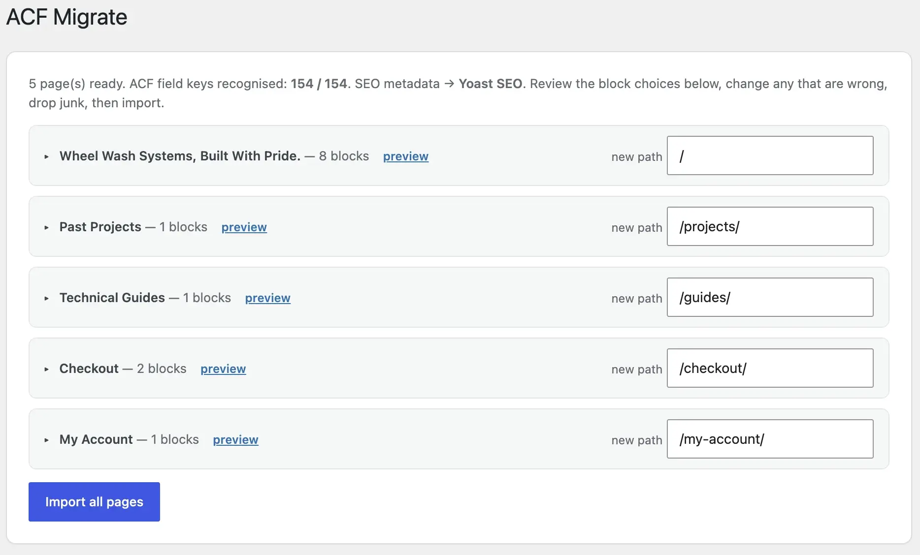 Comparing manual WordPress migration with AIRA automated ACF block mapping